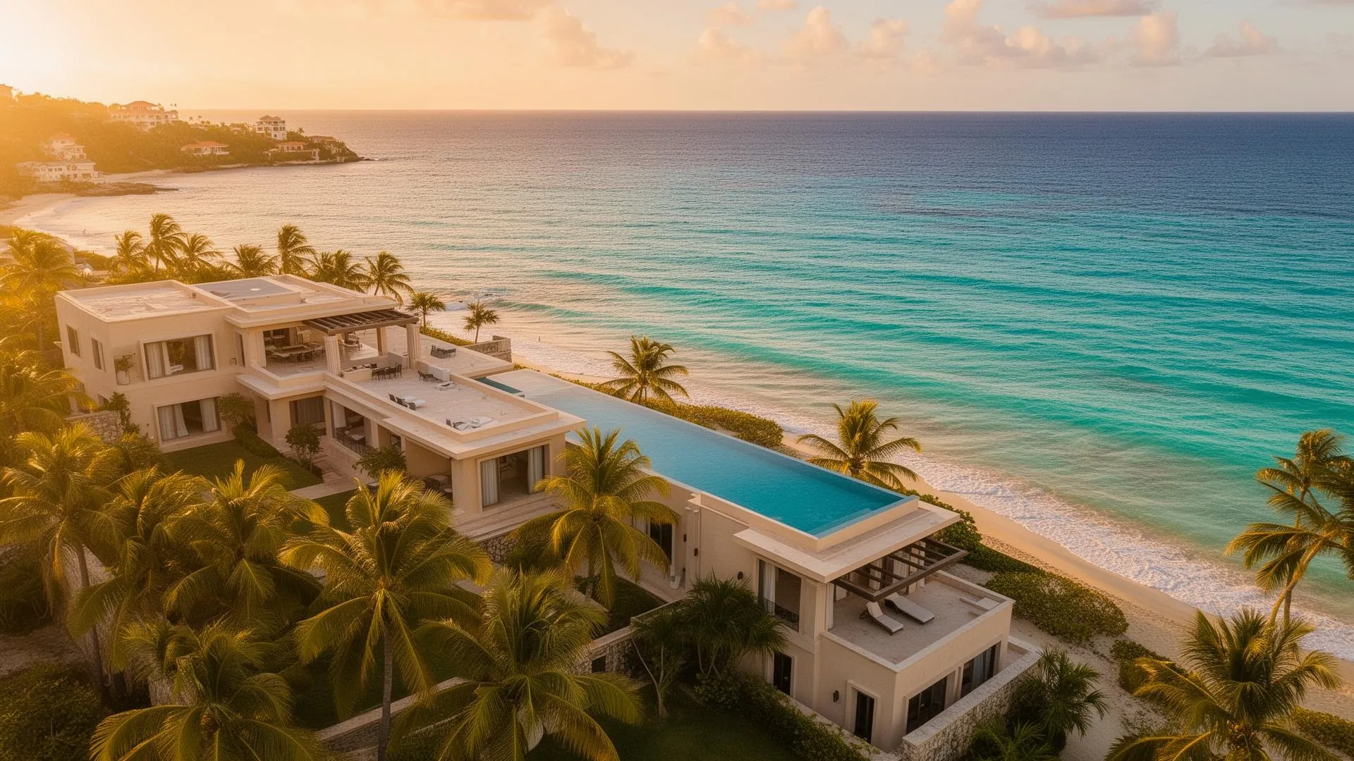 Luxury Dominican Republic villa with infinity pool and tropical palms